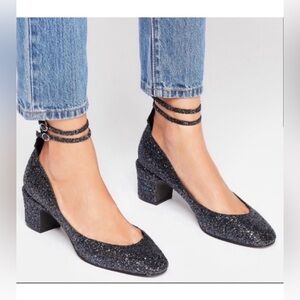 Free People Lana Block Glitter Heel Size 9.5